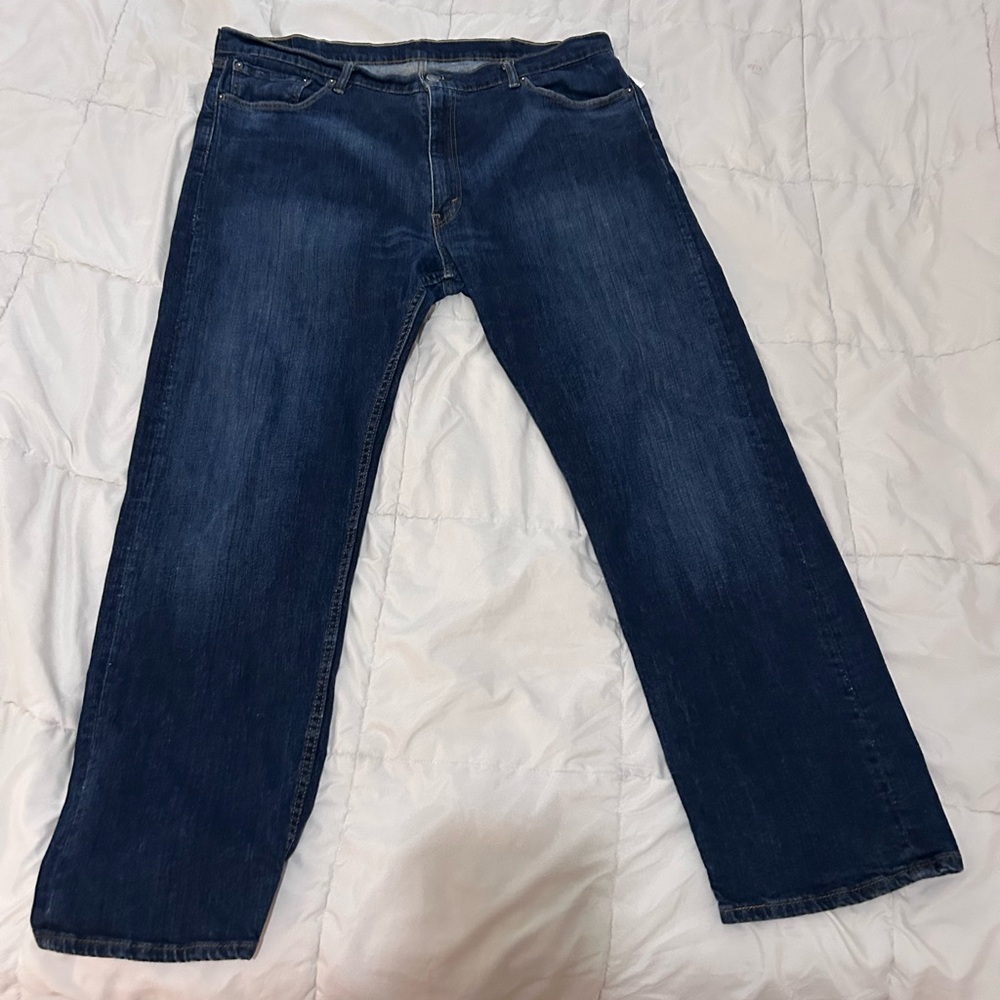 Levi's 505 Mens Jeans Size 42 X 32 Regular Fit Denim Classic Blue Straight Leg